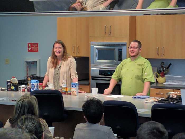 jen sinclair and chef ryan callahan at cancer support community allentown pa